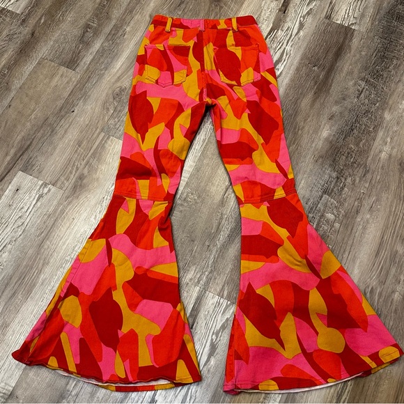 SOLD Peach Love California Color floral Flare Bell Bottom Jeans Small - Picture 2 of 6